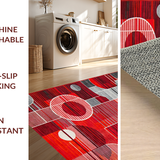 Ultra Soft Area Rug, Non Slip, Stain Resistant, Washable Area Rugs for Living Room, Bedroom, Contemporary Colorful Symmetrical Motif(Red)
