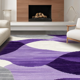 Ultra Soft Area Rug, Non Slip, Stain Resistant, Washable Area Rugs for Living Room, Bedroom, Contemporary Chic Geometric Fusion(Purple)