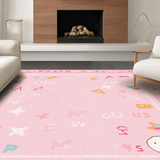 Ultra Soft Area Rug, Non Slip, Stain Resistant, Washable Area Rugs for Living Room, Bedroom, Creative Cheerful Typographic Visualization(Pink)