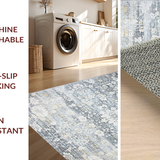 Ultra Soft Area Rug, Non Slip, Stain Resistant, Washable Area Rugs for Living Room, Bedroom, Serene Gray Tapestry Motif(Gray)