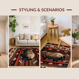 Ultra Soft Area Rug, Non Slip, Stain Resistant, Washable Area Rugs for Living Room, Bedroom, Charming Nature-Inspired Artwork(Red)