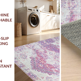 Ultra Soft Area Rug, Non Slip, Stain Resistant, Washable Area Rugs for Living Room, Bedroom, Rustic Ivory Trellis Aesthetic(Purple)