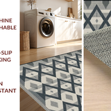 Ultra Soft Area Rug, Non Slip, Stain Resistant, Washable Area Rugs for Living Room, Bedroom, Rustic Textured Diamond Layout Design(Gray)
