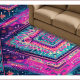Ultra Soft Area Rug, Non Slip, Stain Resistant, Washable Area Rugs for Living Room, Bedroom, Vibrant Geometric Boho Aesthetic(Pink)
