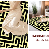 Ultra Soft Area Rug, Non Slip, Stain Resistant, Washable Area Rugs for Living Room, Bedroom, Sleek Black Geometric Elegance(Black)