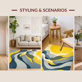 Ultra Soft Area Rug, Non Slip, Stain Resistant, Washable Area Rugs for Living Room, Bedroom, Elegant Distressed Geometric Aesthetic(Yellow)