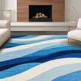 Ultra Soft Area Rug, Non Slip, Stain Resistant, Washable Area Rugs for Living Room, Bedroom, Serene Coastal Fluid Motif(Blue)