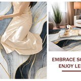 Ultra Soft Area Rug, Non Slip, Stain Resistant, Washable Area Rugs for Living Room, Bedroom, Transitional Smooth Marble Flow(Black)