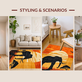 Ultra Soft Area Rug, Non Slip, Stain Resistant, Washable Area Rugs for Living Room, Bedroom, Abstract Earthy Sunset Imagery(Orange)
