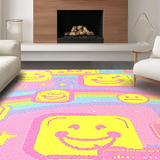 Ultra Soft Area Rug, Non Slip, Stain Resistant, Washable Area Rugs for Living Room, Bedroom, Sunny Pastel Cheerful Design(Pink)