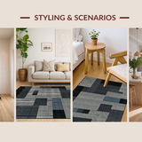 Ultra Soft Area Rug, Non Slip, Stain Resistant, Washable Area Rugs for Living Room, Bedroom, Trendy Modernist Trellis Visual(Gray)