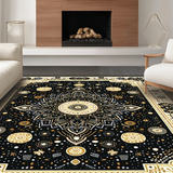 Ultra Soft Area Rug, Non Slip, Stain Resistant, Washable Area Rugs for Living Room, Bedroom, Rustic Textured Circular Decorative Piece(Black)