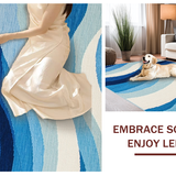 Ultra Soft Area Rug, Non Slip, Stain Resistant, Washable Area Rugs for Living Room, Bedroom, Serene Coastal Fluid Motif(Blue)