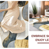 Ultra Soft Area Rug, Non Slip, Stain Resistant, Washable Area Rugs for Living Room, Bedroom, Elegant Abstract Gold and Grey Motif(Gray)