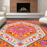 Ultra Soft Area Rug, Non Slip, Stain Resistant, Washable Area Rugs for Living Room, Bedroom, Transitional Bright Color Fusion(Orange)