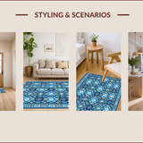 Ultra Soft Area Rug, Non Slip, Stain Resistant, Washable Area Rugs for Living Room, Bedroom, Non-Slip Vintage Geometric Living Room Rug(Blue)