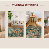 Ultra Soft Area Rug, Non Slip, Stain Resistant, Washable Area Rugs for Living Room, Bedroom, Artistic Vintage Tiled Arrangement(Beige)