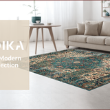 Ultra Soft Area Rug, Non Slip, Stain Resistant, Washable Area Rugs for Living Room, Bedroom, Eclectic Floral Patchwork Aesthetic(Blue)