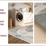 Ultra Soft Area Rug, Non Slip, Stain Resistant, Washable Area Rugs for Living Room, Bedroom, Boho Transitional Damask(Beige) - ODIKA