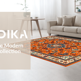 Ultra Soft Area Rug, Non Slip, Stain Resistant, Washable Area Rugs for Living Room, Bedroom, Modern Warm Tones Artful Layout(Orange)