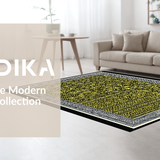 Ultra Soft Area Rug, Non Slip, Stain Resistant, Washable Area Rugs for Living Room, Bedroom, Luxe Graphic Symmetrical Elements(Yellow)