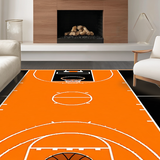 Ultra Soft Area Rug, Non Slip, Stain Resistant, Washable Area Rugs for Living Room, Bedroom, Cheerful Basketball Artwork Concept(Orange)