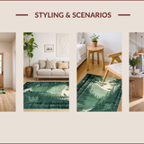 Ultra Soft Area Rug, Non Slip, Stain Resistant, Washable Area Rugs for Living Room, Bedroom, Elegant Forest-Inspired Decorative Accent(Green)