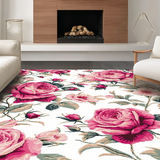 Ultra Soft Area Rug, Non Slip, Stain Resistant, Washable Area Rugs for Living Room, Bedroom, Rustic Pink Garden Motif(Pink)