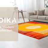 Ultra Soft Area Rug, Non Slip, Stain Resistant, Washable Area Rugs for Living Room, Bedroom, Unique Sunlit Geometric Arrangement(Orange)