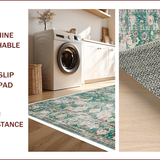 Ultra Soft Area Rug, Non Slip, Stain Resistant, Washable Area Rugs for Living Room, Bedroom, Distressed Sage Green Living Room Boho Carpet(Beige)