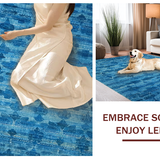 Ultra Soft Area Rug, Non Slip, Stain Resistant, Washable Area Rugs for Living Room, Bedroom, Azure Bowknot Accent Rug: Scalloped Edges, Chic Floor Decor(Blue)