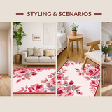 Ultra Soft Area Rug, Non Slip, Stain Resistant, Washable Area Rugs for Living Room, Bedroom, Artistic Soft Rose Texture(Pink)