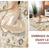 Ultra Soft Area Rug, Non Slip, Stain Resistant, Washable Area Rugs for Living Room, Bedroom, Lively Neutral Botanical Design(Beige)