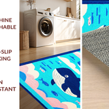 Ultra Soft Area Rug, Non Slip, Stain Resistant, Washable Area Rugs for Living Room, Bedroom, Fun Sea-themed Whimsy Art(Blue)