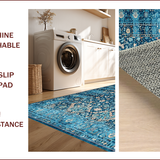Ultra Soft Area Rug, Non Slip, Stain Resistant, Washable Area Rugs for Living Room, Bedroom, Rustic Vintage Diamond Texture(Blue)