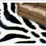 Ultra Soft Area Rug, Non Slip, Stain Resistant, Washable Area Rugs for Living Room, Bedroom, Non-Slip Zebra Print Laundry Mat(Black)