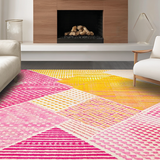 Ultra Soft Area Rug, Non Slip, Stain Resistant, Washable Area Rugs for Living Room, Bedroom, Delicate Modern Lattice Aesthetic(Yellow)