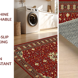 Ultra Soft Area Rug, Non Slip, Stain Resistant, Washable Area Rugs for Living Room, Bedroom, Timeless Antique Medallion Aesthetic(Red)