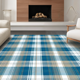 Ultra Soft Area Rug, Non Slip, Stain Resistant, Washable Area Rugs for Living Room, Bedroom, Soft Blue Plaid Visual Harmony(Blue)