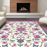 Ultra Soft Area Rug, Non Slip, Stain Resistant, Washable Area Rugs for Living Room, Bedroom, Vibrant Artful Floral Composition(White)