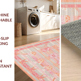 Ultra Soft Area Rug, Non Slip, Stain Resistant, Washable Area Rugs for Living Room, Bedroom, Luxurious Modern Lattice Aesthetic(Pink)