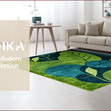 Ultra Soft Area Rug, Non Slip, Stain Resistant, Washable Area Rugs for Living Room, Bedroom, Rustic Organic Leaf Patterned Charm(Green)