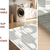 Ultra Soft Area Rug, Non Slip, Stain Resistant, Washable Area Rugs for Living Room, Bedroom, Modern Stripe Harmony Rug with Bold Linear Accent and Monochrome Geometric Flow(Gray)