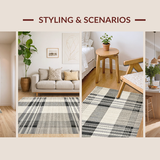 Ultra Soft Area Rug, Non Slip, Stain Resistant, Washable Area Rugs for Living Room, Bedroom, Chic Reversible Plaid Aesthetic(Gray)
