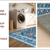 Ultra Soft Area Rug, Non Slip, Stain Resistant, Washable Area Rugs for Living Room, Bedroom, Artistic Distressed Floral Design(Blue)