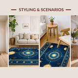 Ultra Soft Area Rug, Non Slip, Stain Resistant, Washable Area Rugs for Living Room, Bedroom, Radiant Celestial Inspired Artwork(Blue)