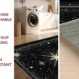 Ultra Soft Area Rug, Non Slip, Stain Resistant, Washable Area Rugs for Living Room, Bedroom, Sleek Astro-Inspired Geometric Elements(Black)