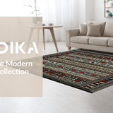 Ultra Soft Area Rug, Non Slip, Stain Resistant, Washable Area Rugs for Living Room, Bedroom, Elegant Black White Trellis Design(Red)