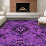 Ultra Soft Area Rug, Non Slip, Stain Resistant, Washable Area Rugs for Living Room, Bedroom, Luxurious Purple and Black Tapestry(Purple)