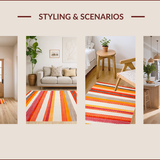 Ultra Soft Area Rug, Non Slip, Stain Resistant, Washable Area Rugs for Living Room, Bedroom, Cozy Earthy Tones Geometric Fusion(Red)